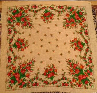 Павловопосадский платок-лоскут(140x140)новый