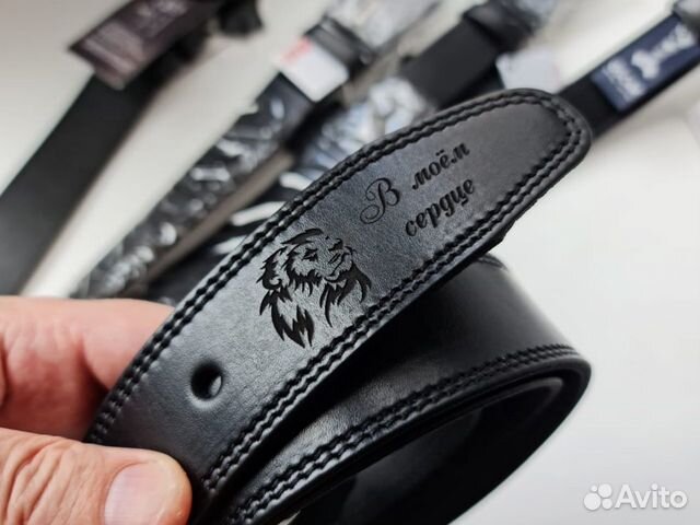 Мужской кожаный ремень с любой надписью