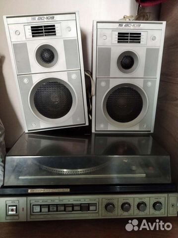 Проигрыватель винила, колонки Вега 109 стерео