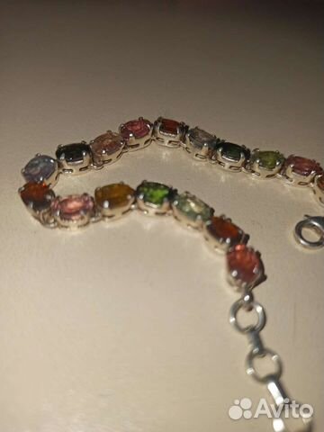 Серебряный браслет с натуральными турмалинами
