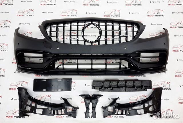Бампер C63 Edition 1 с решеткой на W205 Рест Black