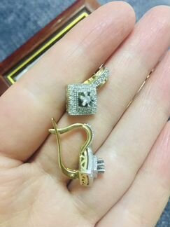 Серьги бриллиант и золото