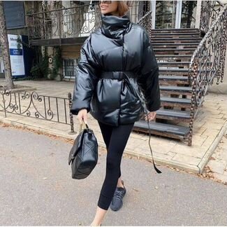 Куртка кожаная женская зимняя