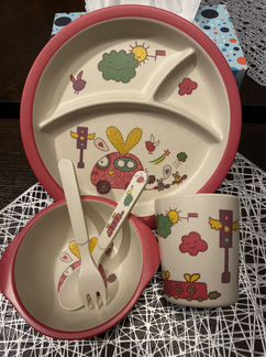 Набор детской посуды из бамбука