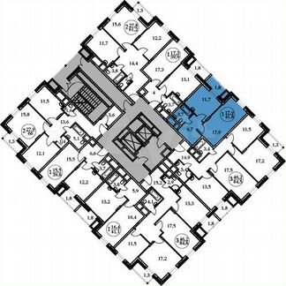 1-к квартира, 41.8 м², 2/17 эт.