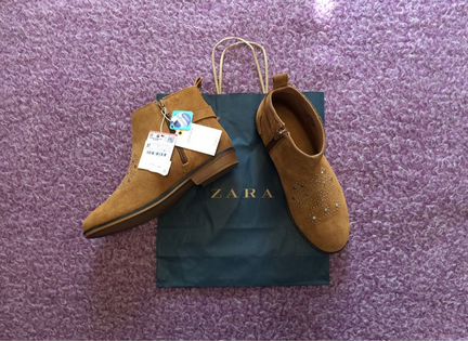 37 размер Zara натуральная кожа, ботинки молнии