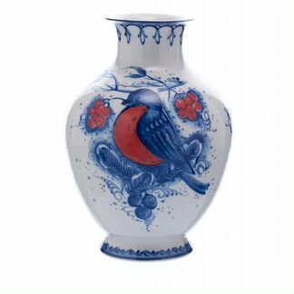 Ваза «Снегирь» Гжель