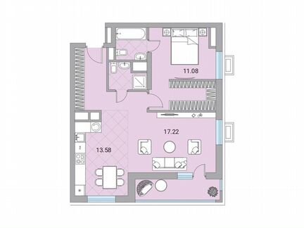 2-к квартира, 65.9 м², 4/24 эт.