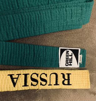 Пояс для тхэквондо желтый зеленый