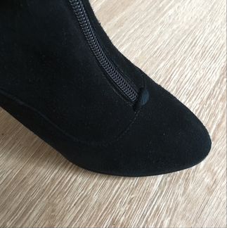 Сапоги на каблуке осенние натуральная замша