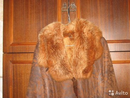 Женская дублёнка из овчины,рыжая,б/у,размер 44-46