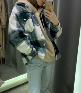 Клетчатая тёплая рубашка женская xs/s