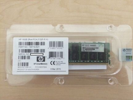 HP 16GB 2RX4 DDR4 REG ECC PC4-2133P 726719-B21 G9