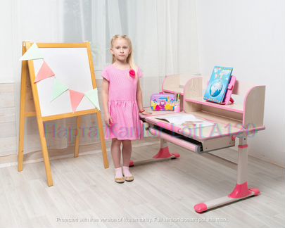 Растущая Парта А120 роз +секретер +Лампа (Тайвань)