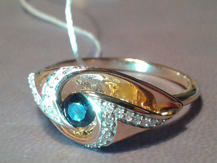 Элитное кольцо с сапфиром и бриллиантами 0.48 кар