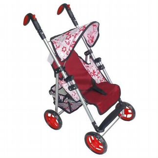 Большая прогулочная коляска для кукол с корзиной
