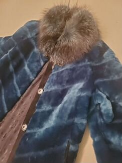 Шуба из мутона с песцовым воротником