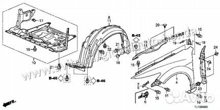 Honda accord 8 Крыло переднее левое