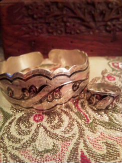 Cеребряные браслет и кольцо проба 875 звезда