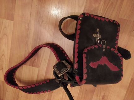 Кожанная мотоциклетная сумка на ногу