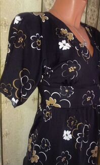 Короткая черная туника с запАхом, р.42