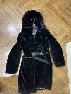 Шуба мутон и норка с капюшоном