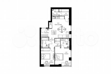 3-к квартира, 70 м², 12/42 эт.