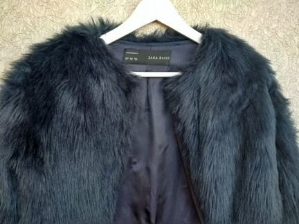 Стильный полушубок/меховая куртка zara, р.42