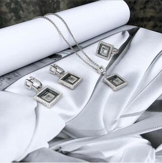 Chopard комплект квадрат серебро