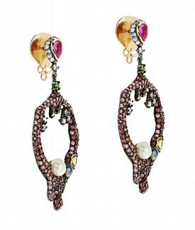 Серебряные серьги с драгоценными камнями Wikstrem