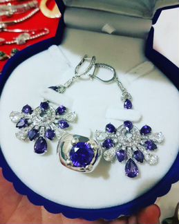 Серьги и кольцо 925 пробы