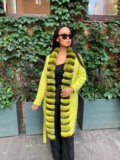 Кардиган из 100 кашемира с шиншиллой новый