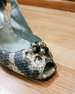 Итальянские серебряные туфли нат. кожа