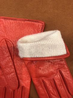 Перчатки женские кожаные красные