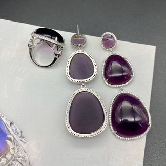 Серьги с аместистом кольцо с аметистом