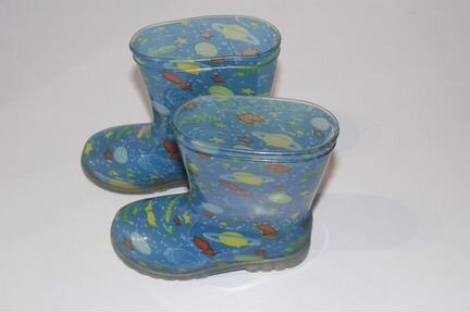 Сапоги резиновые 27 р голубые со звездами