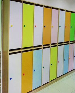 Двухъярусный шкаф для детской раздевалки 4 секции